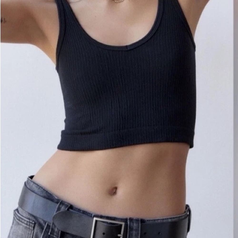 Urban Outfitters Out from Under Drew Ribbed Crop Tank Top, Black, Small